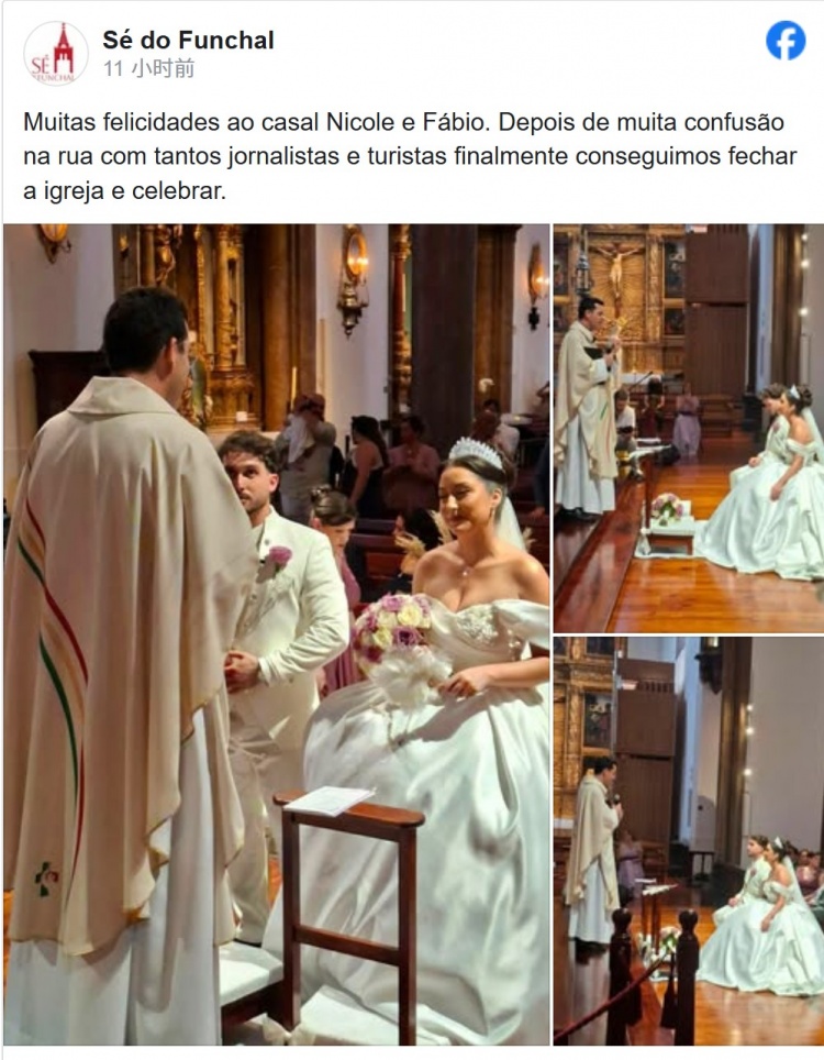 C罗笑对婚礼传闻,丰沙尔教堂晒出另一对新人照片