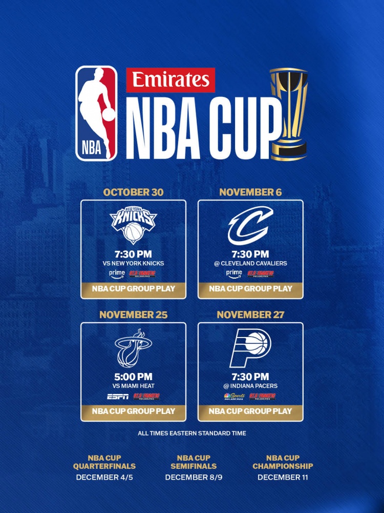 76人NBA杯赛程公布 揭幕战主场迎尼克斯 76人NBA杯赛程公布 揭幕战主场迎尼克斯